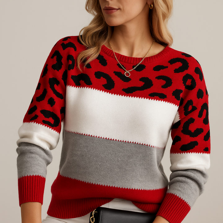 Louise Leopard Elegance Sweater, view 6 - Elena Harper