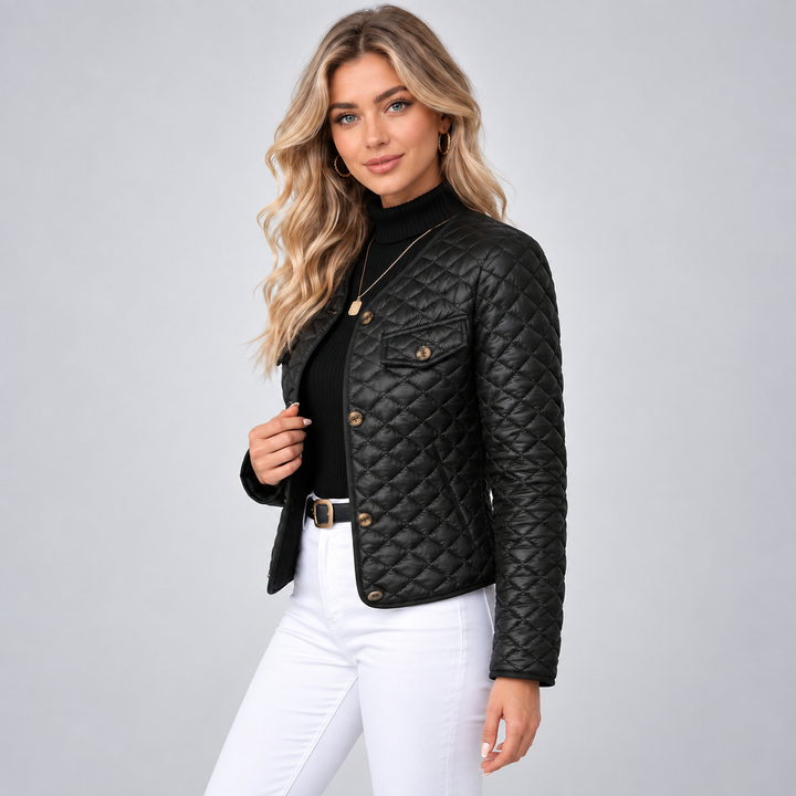 Montarello Women's Jacket Quilted V-Neck Long Sleeve