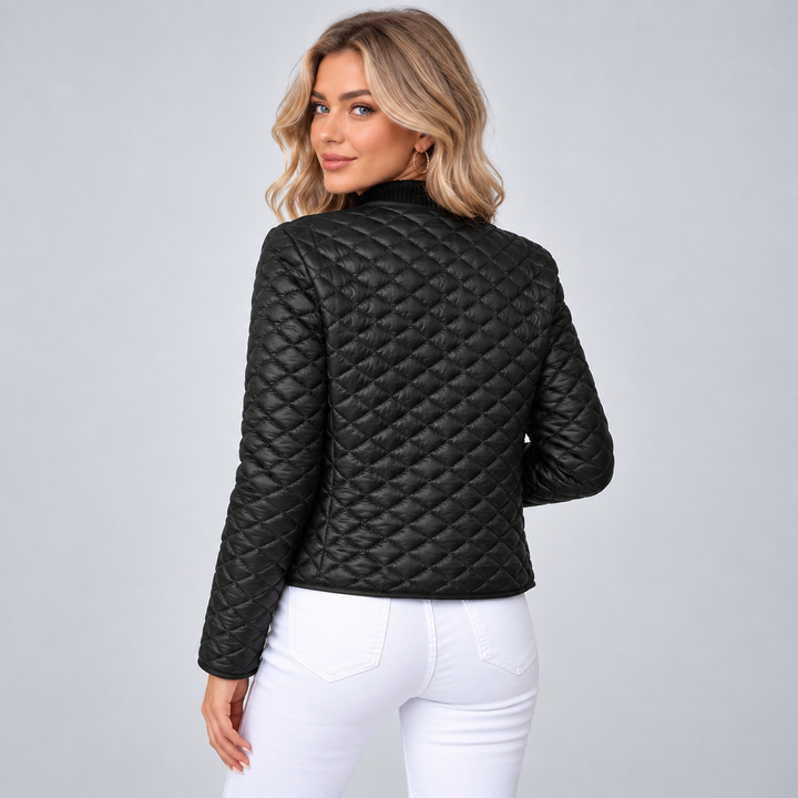 Montarello Women's Jacket Quilted V-Neck Long Sleeve