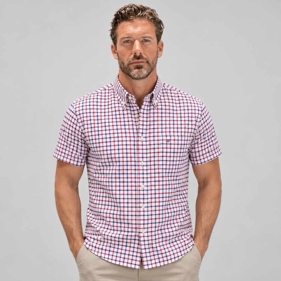 Men's Short Sleeve Cotton Oxford Summer Shirt Montarello