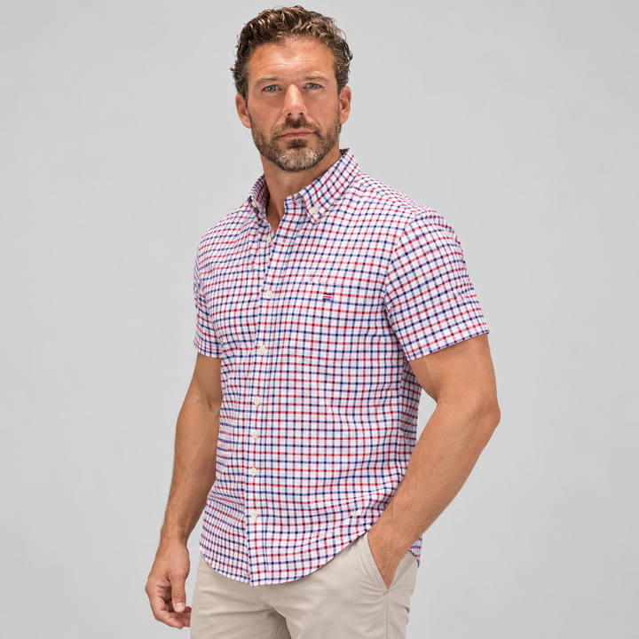 Men's Short Sleeve Cotton Oxford Summer Shirt Montarello
