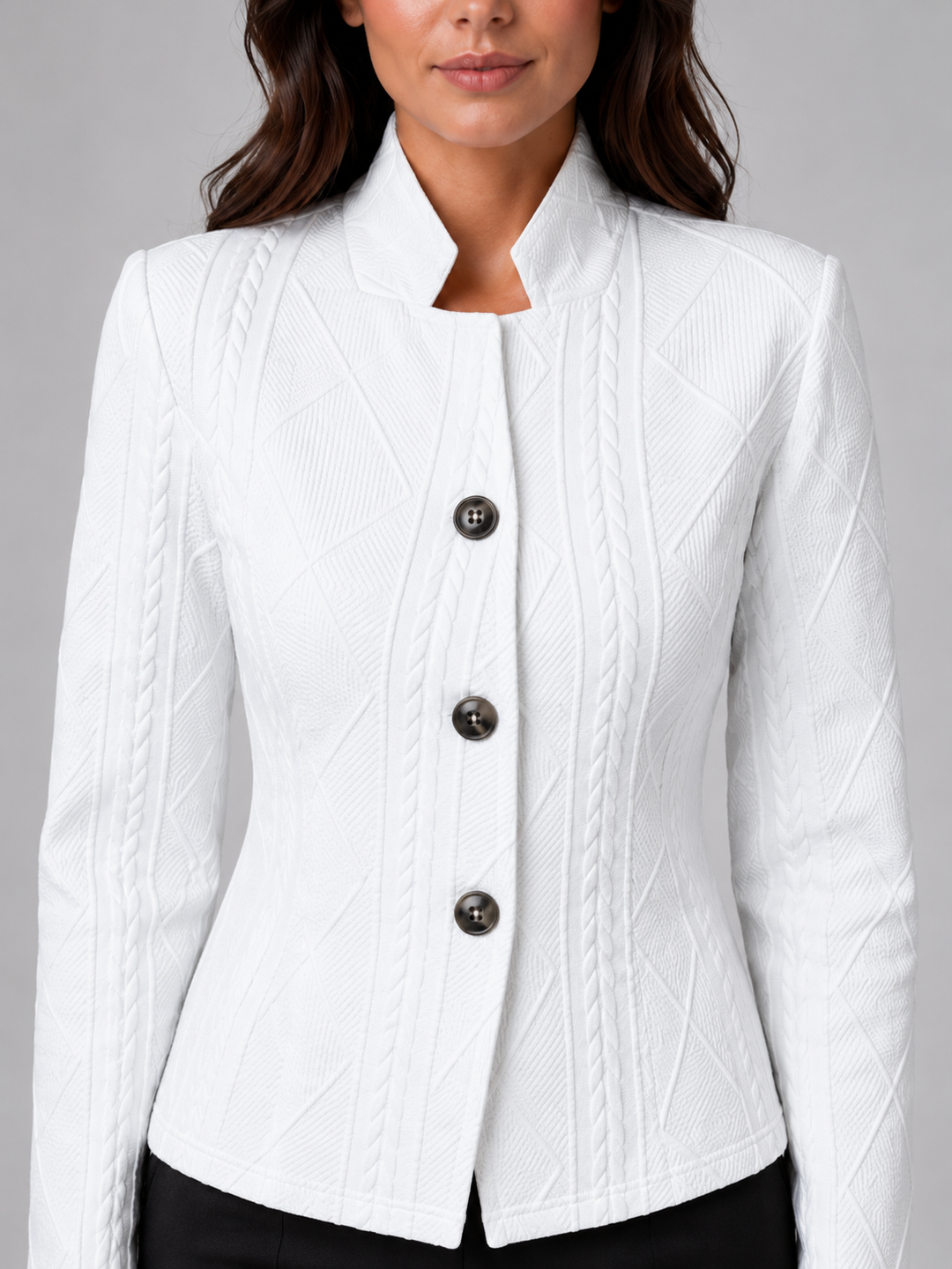 Montarello Women's Textured Collarless Tailored Blazer