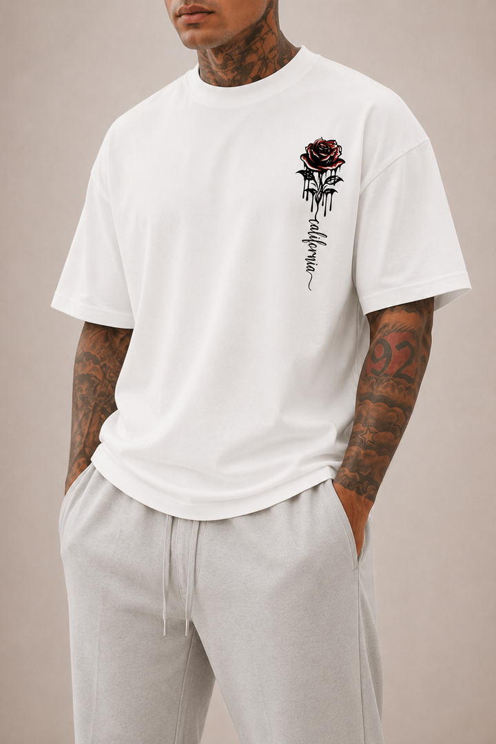 Harrington Oxford Men’S Oversized Rose Print T-Shirt for Men - Elena Harper