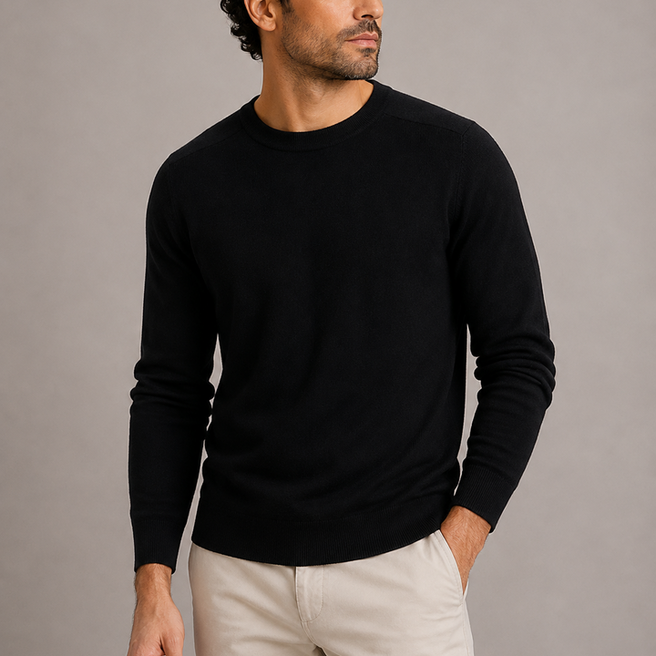 Men's Sweater Round Neck Fine Knit