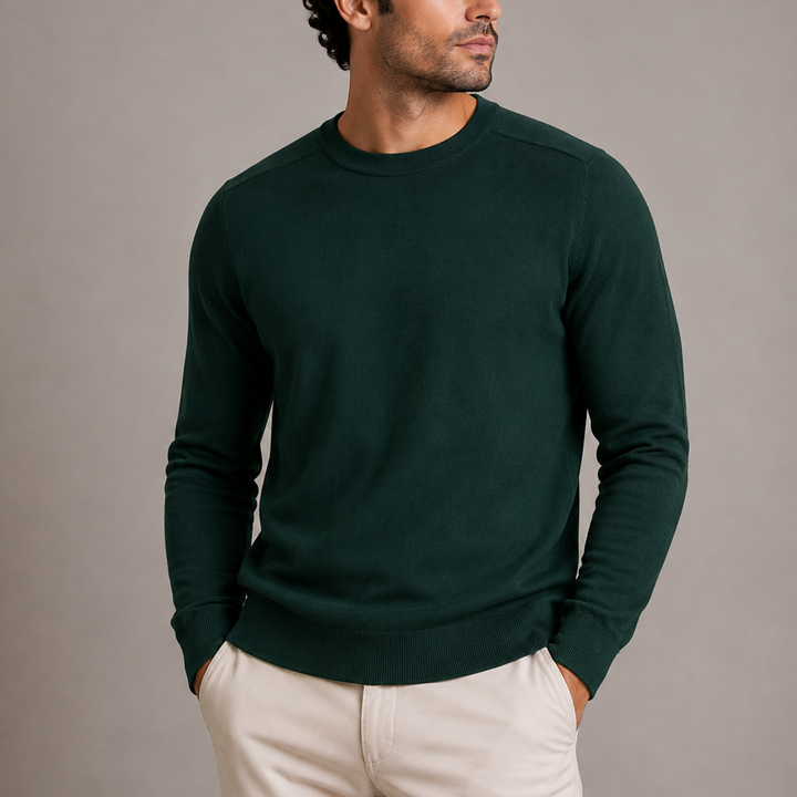 Men's Sweater Round Neck Fine Knit