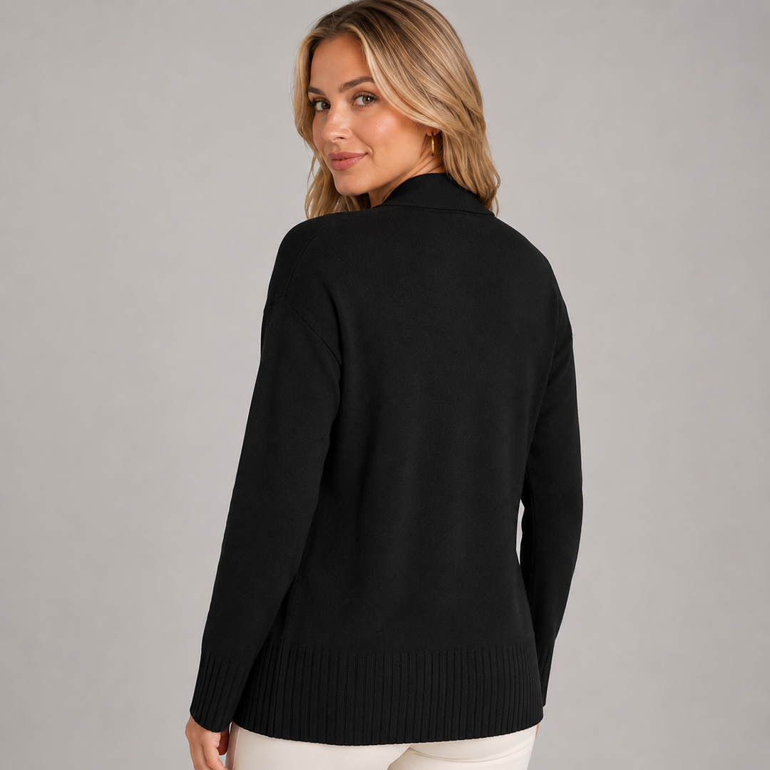 Long Women's Cardigan Montarello with V-Neck and Dropped Shoulders