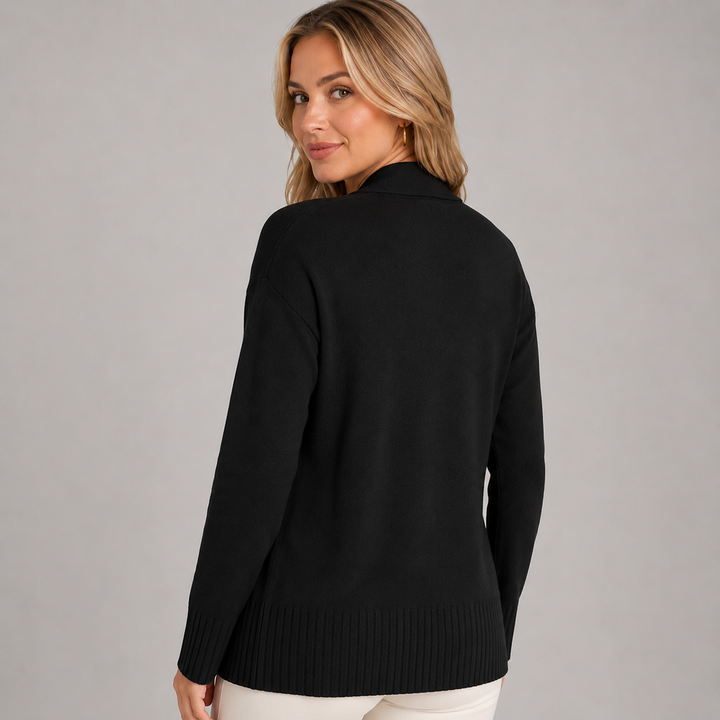 Long Women's Cardigan Montarello with V-Neck and Dropped Shoulders