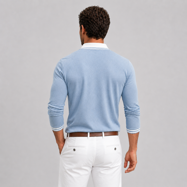 Men's Montarello Long Sleeve Polo with Contrast Collar