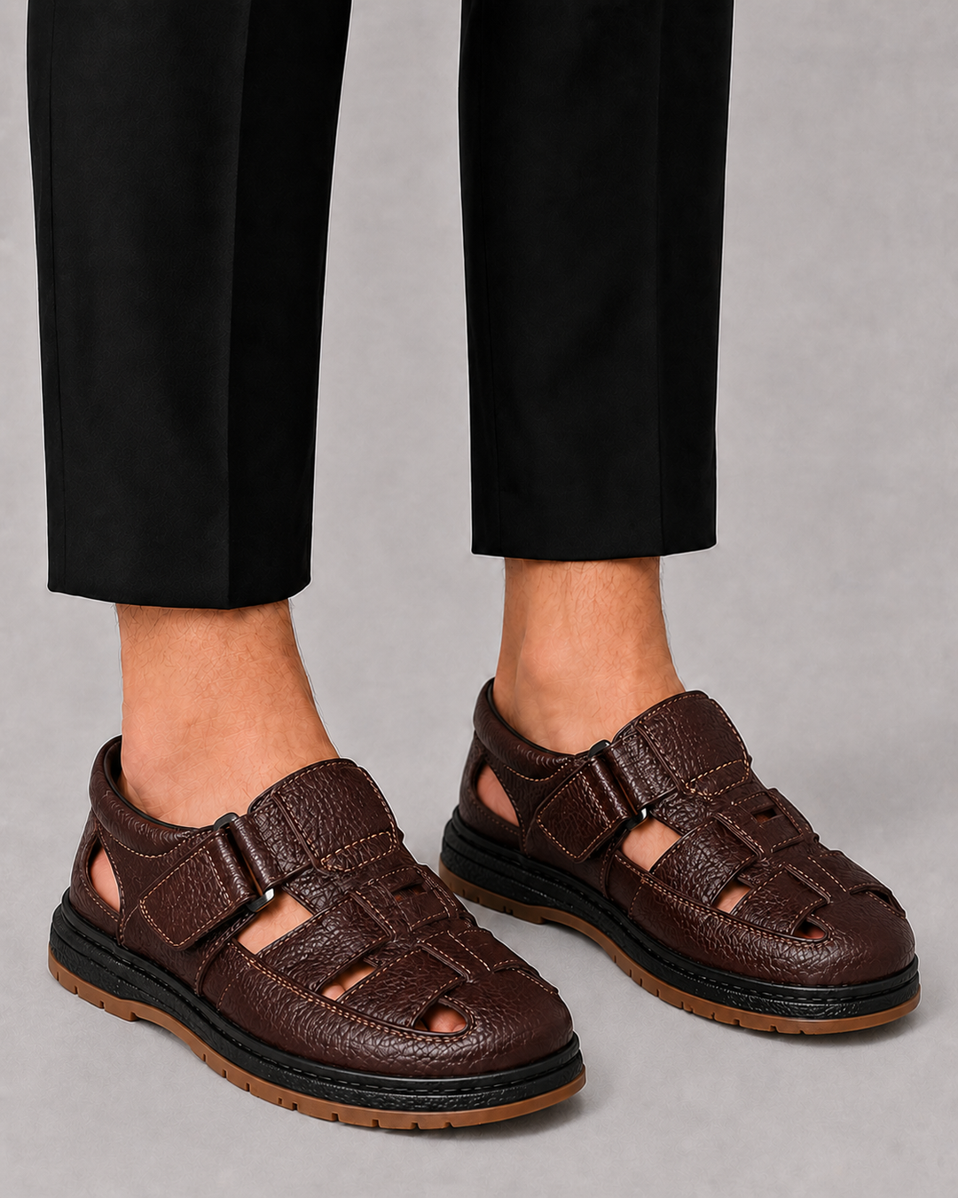 Harrington Oxford Men’S Leather Sandals, view 2 - Elena Harper