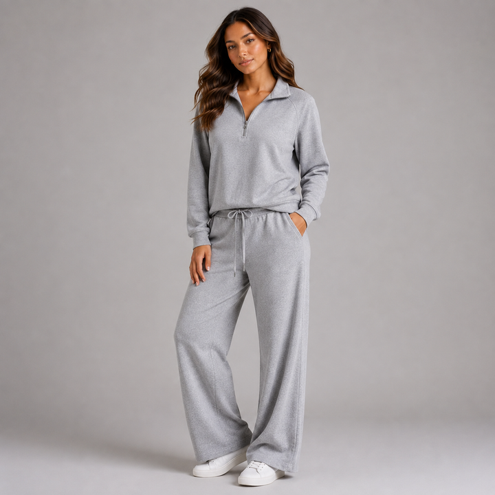 Montarello Women's Indoor Set, Half-Zip, High Collar, Wide Legs