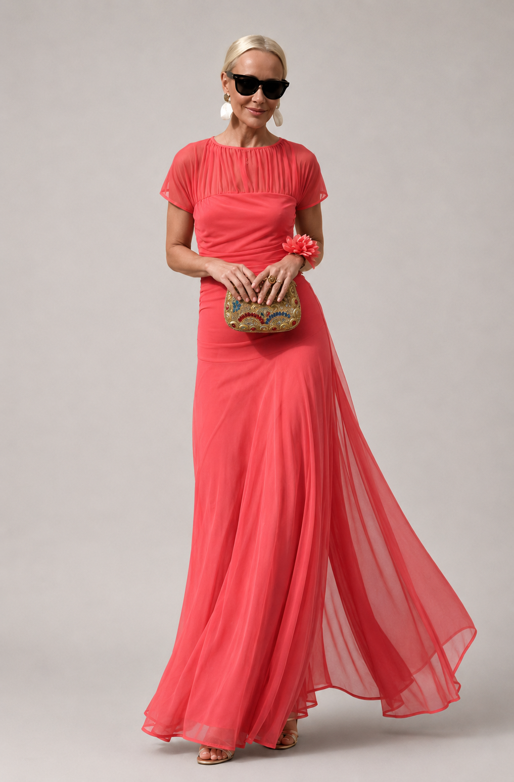 Lesliy Elegant Chiffon Dress, view 4 - Elena Harper