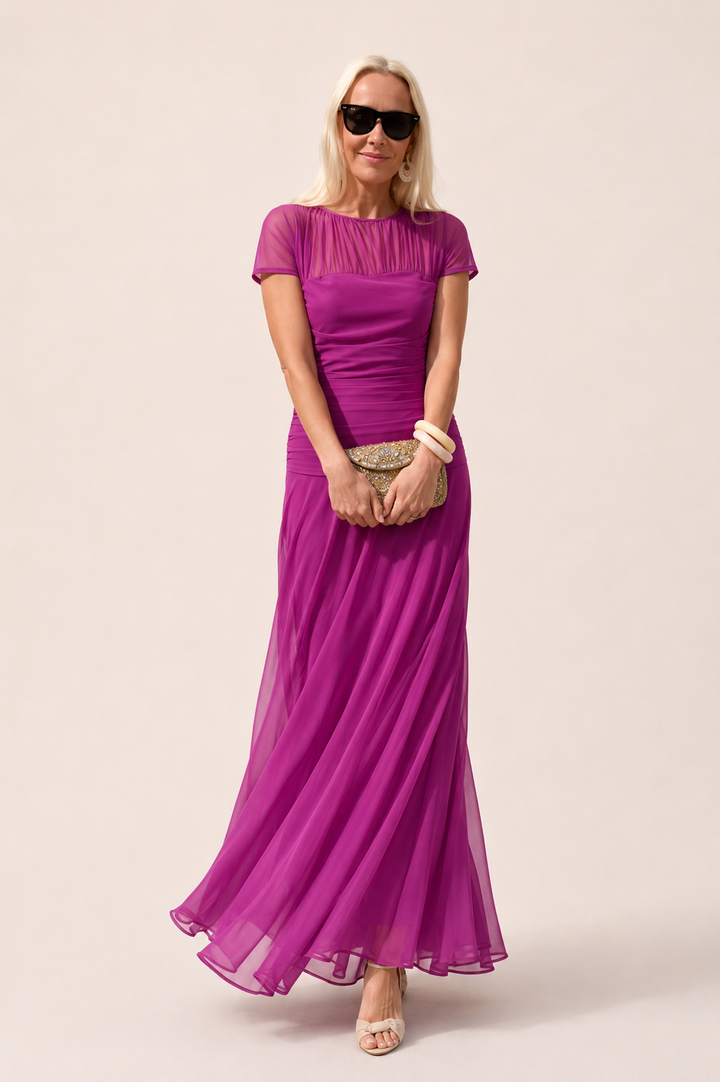 Lesliy Elegant Chiffon Dress, view 3 - Elena Harper