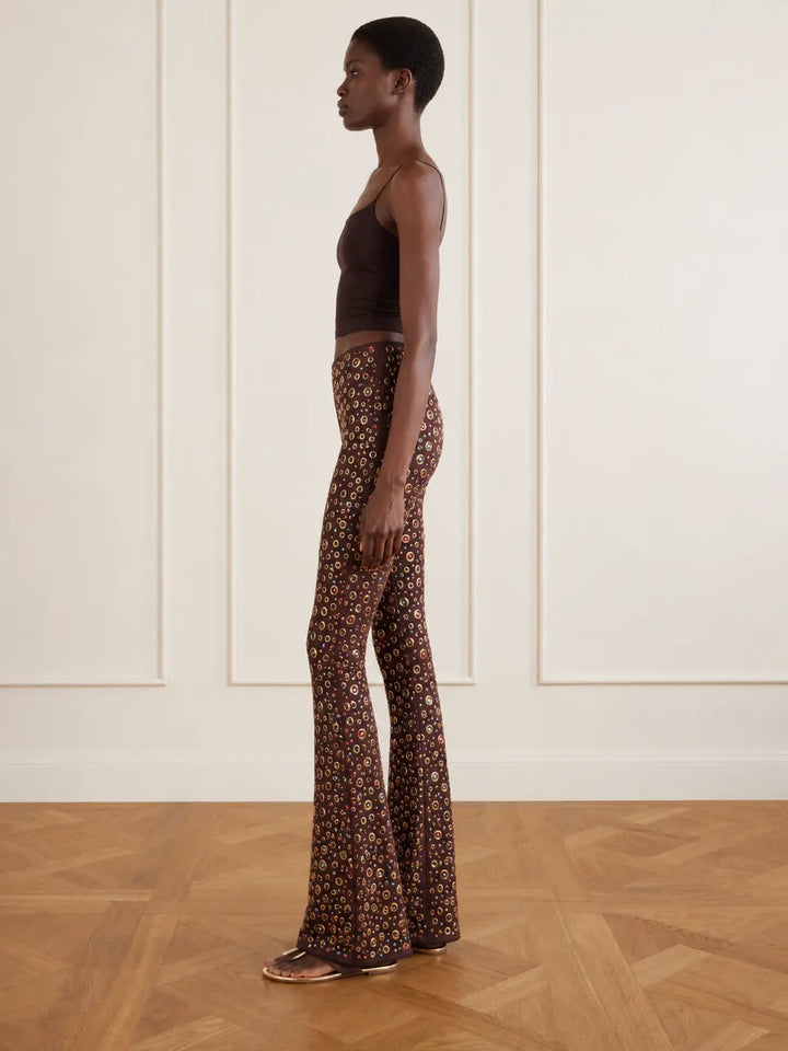 Embellished High-Rise Flare Pants