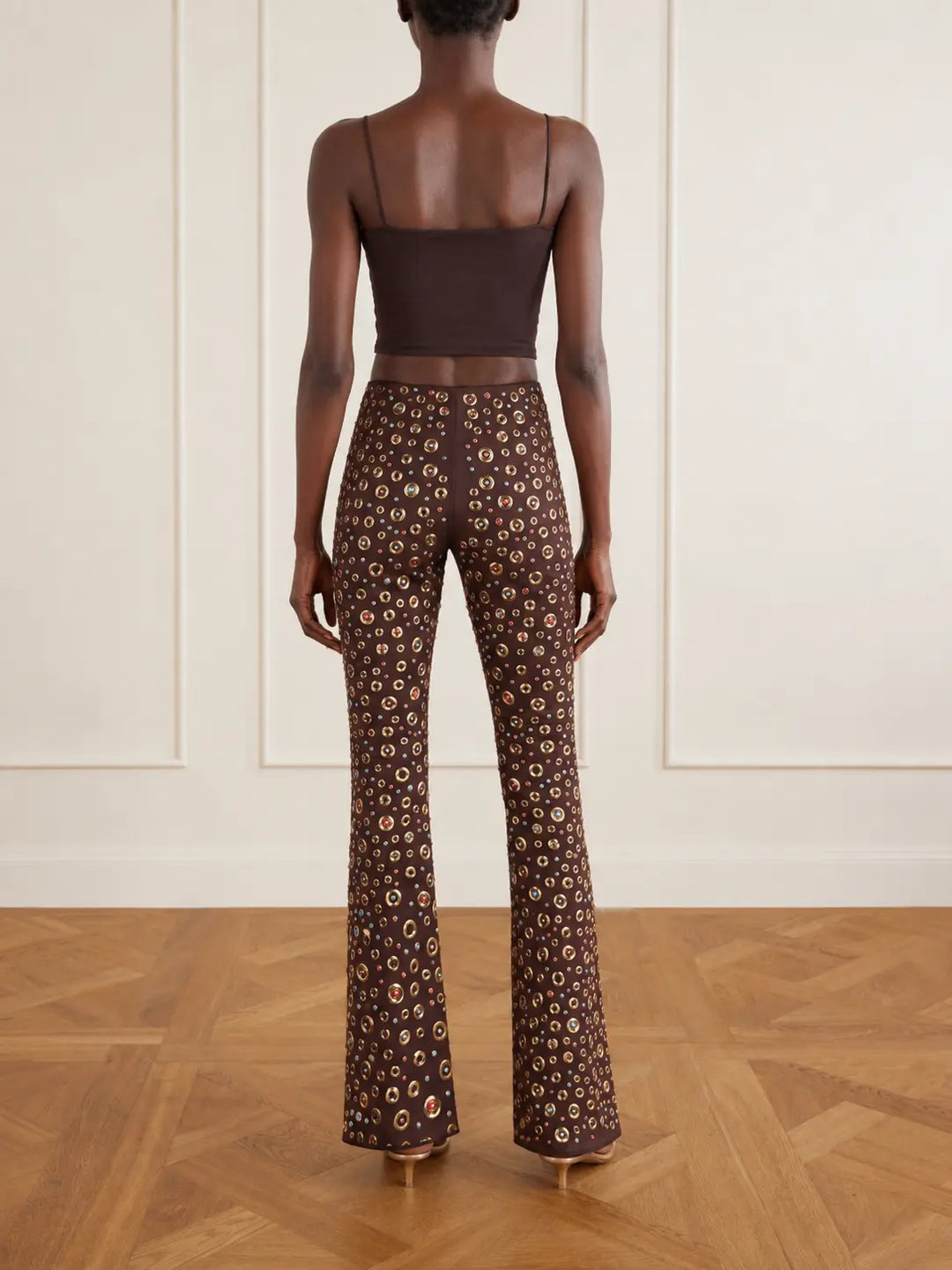 Embellished High-Rise Flare Pants