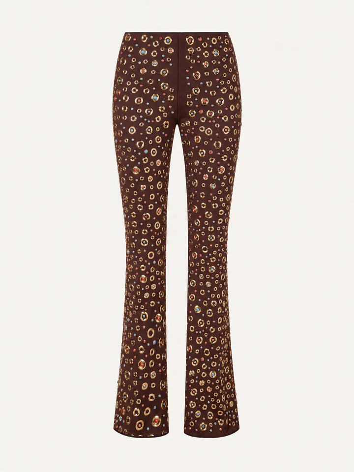 Embellished High-Rise Flare Pants