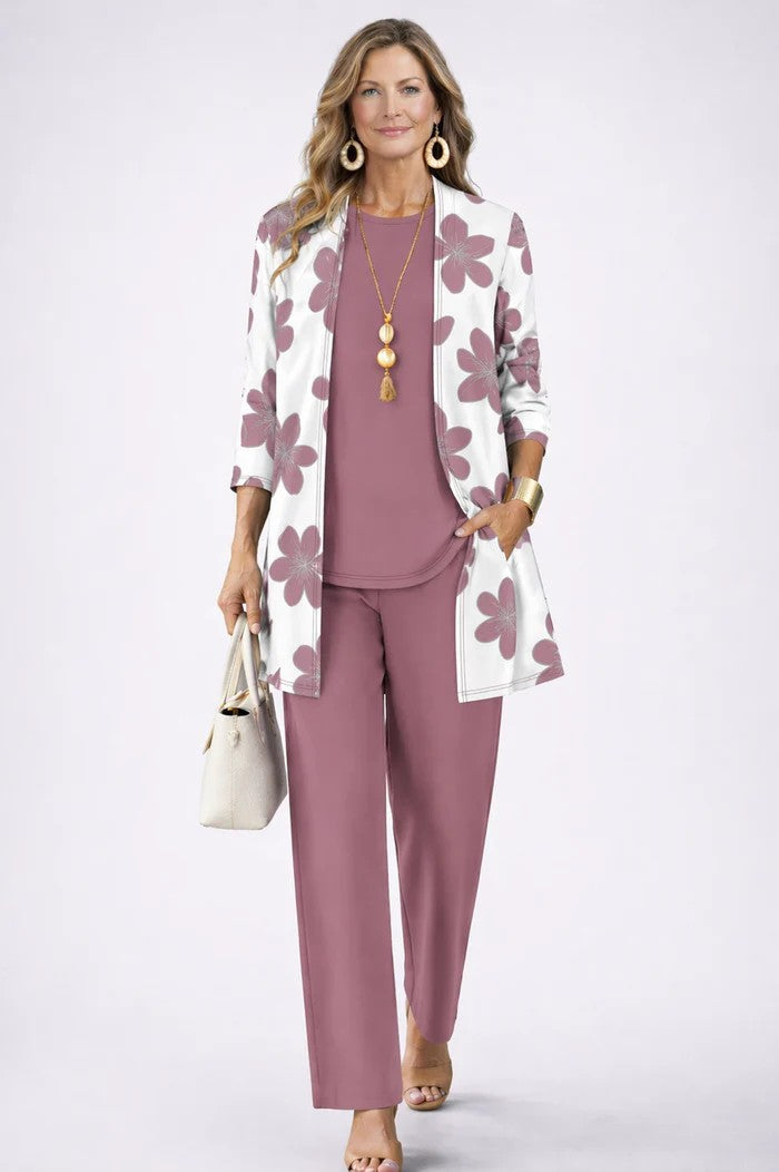 Emma & Rose Cape Town Sandra 3-piece set featuring stylish clothing with elegant design and versatile pieces displayed on a model.