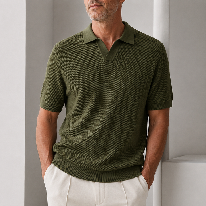 LAURENT MONACO | WOVEN TEXTURE POLO FOR MEN