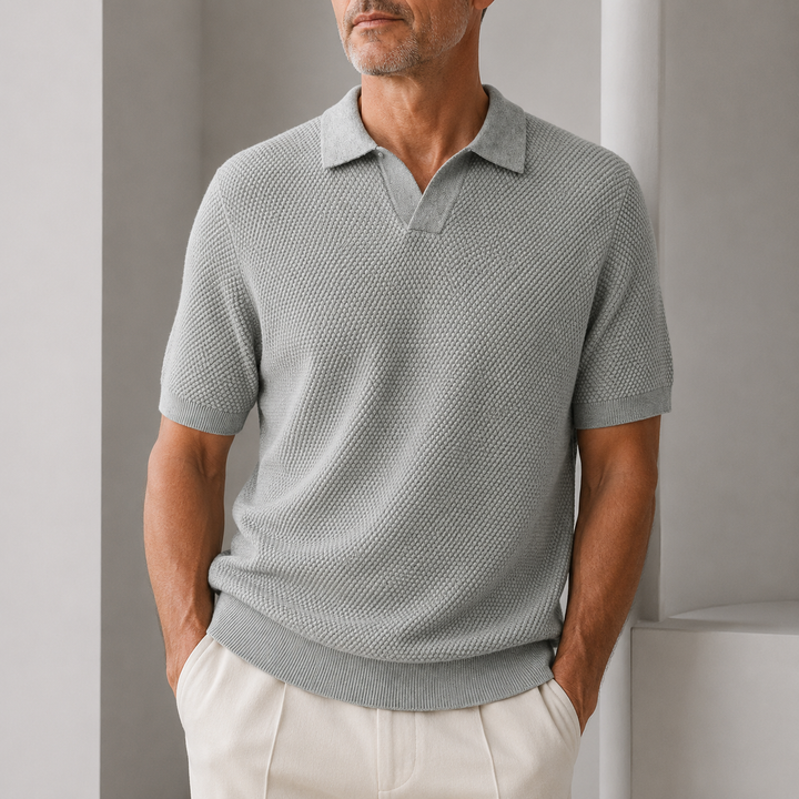 LAURENT MONACO | WOVEN TEXTURE POLO FOR MEN