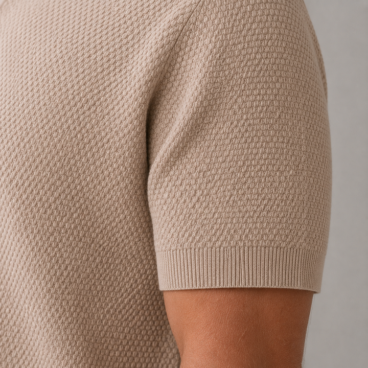 Laurent Monaco Woven Texture Polo for Men, view 7 - Elena Harper