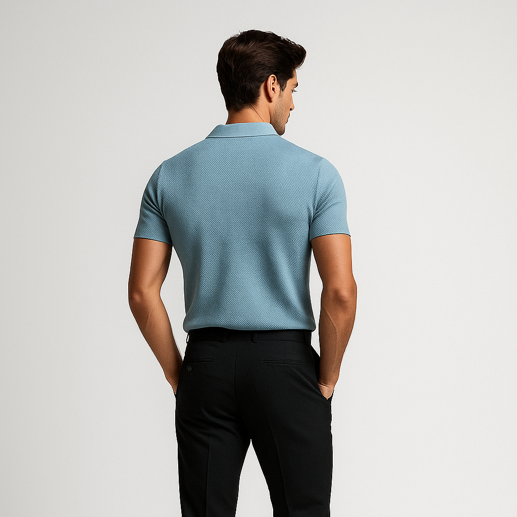 Men'S Open Collar Polo Without Buttons, view 3 - Elena Harper
