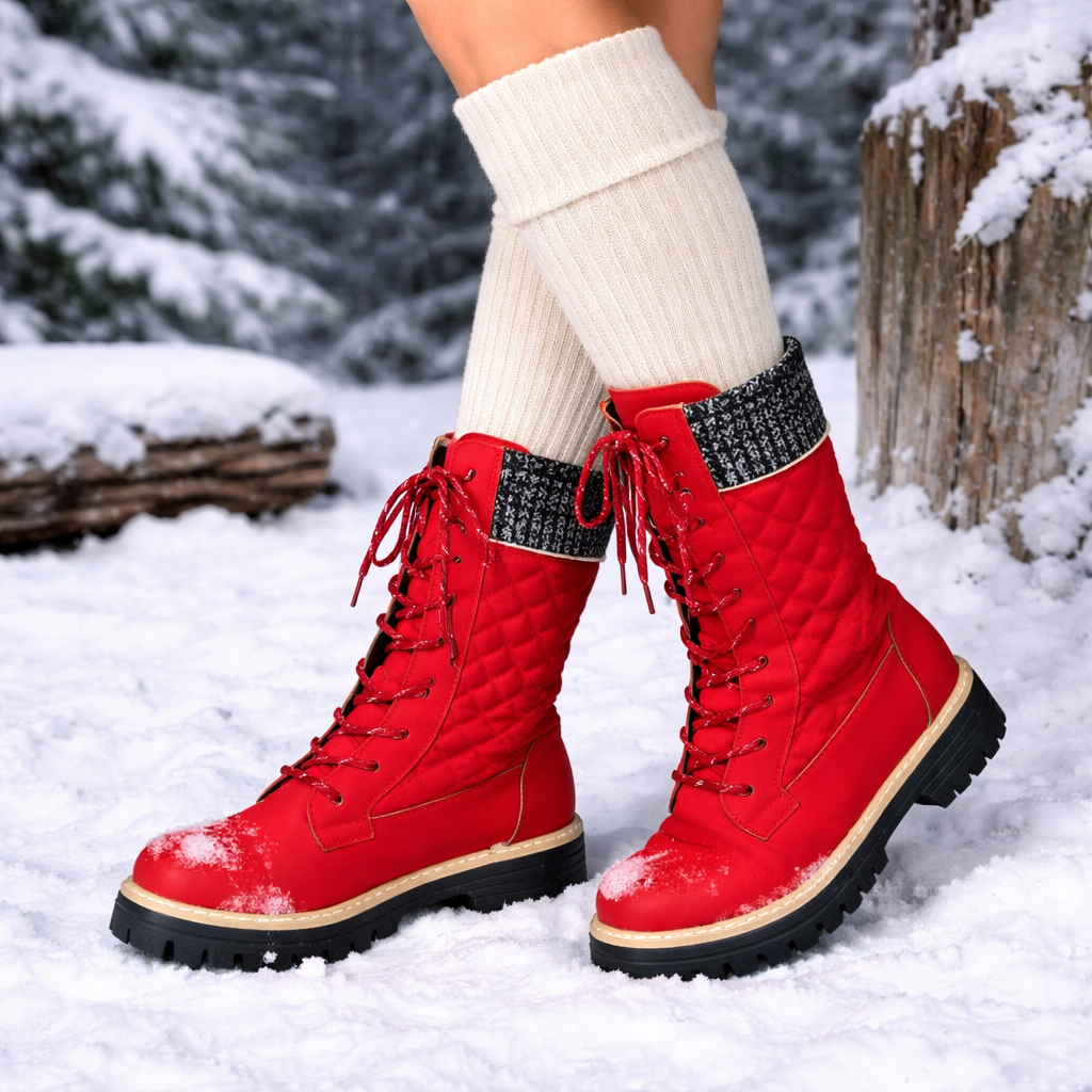 Mid-calf lace-up boots for women with thick sole - Melissa