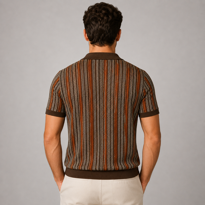 Montarello Casual Short-Sleeve Striped Knit Shirt for Men