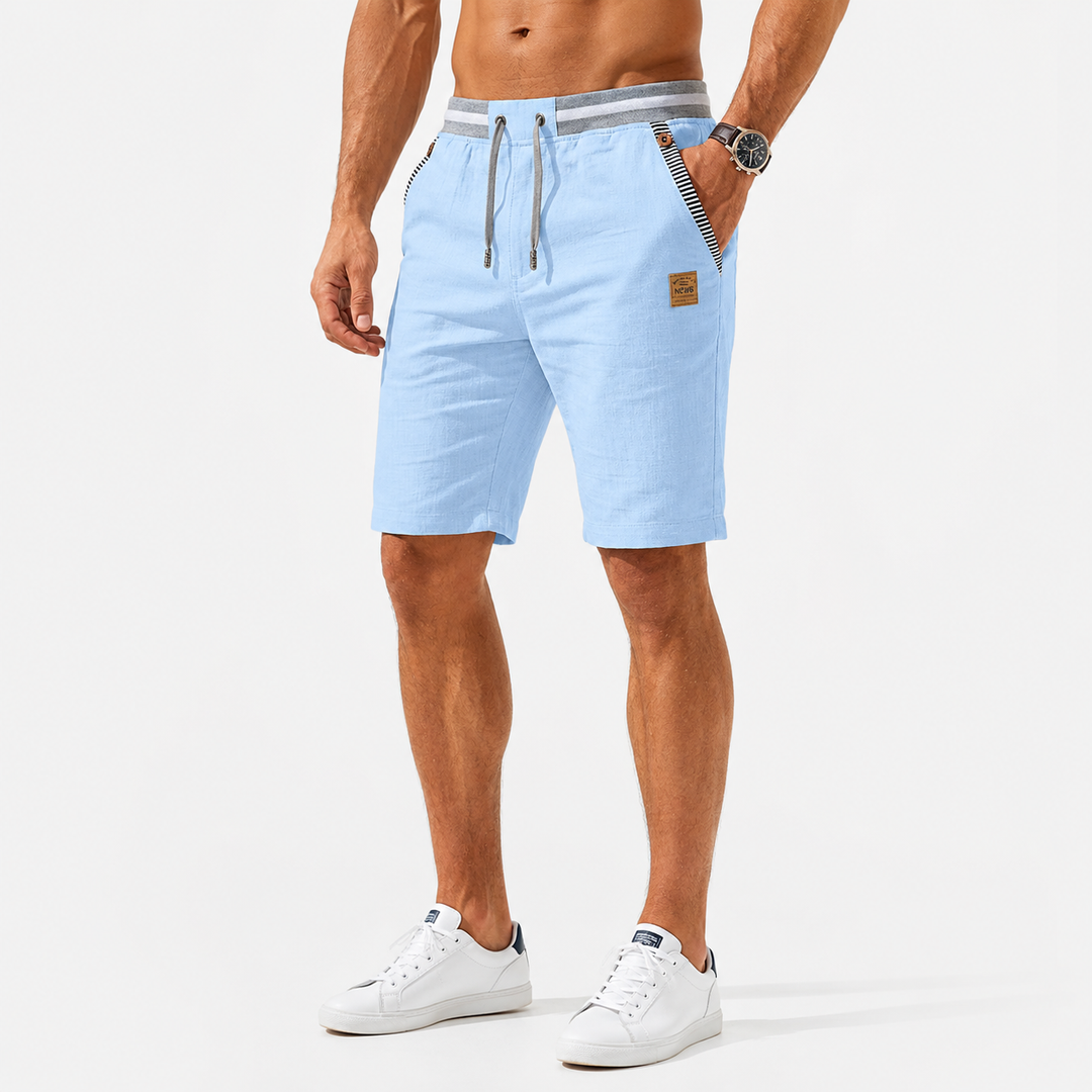 Montarello Men's Beach Shorts with Linen Look, Drawstring, and Pockets