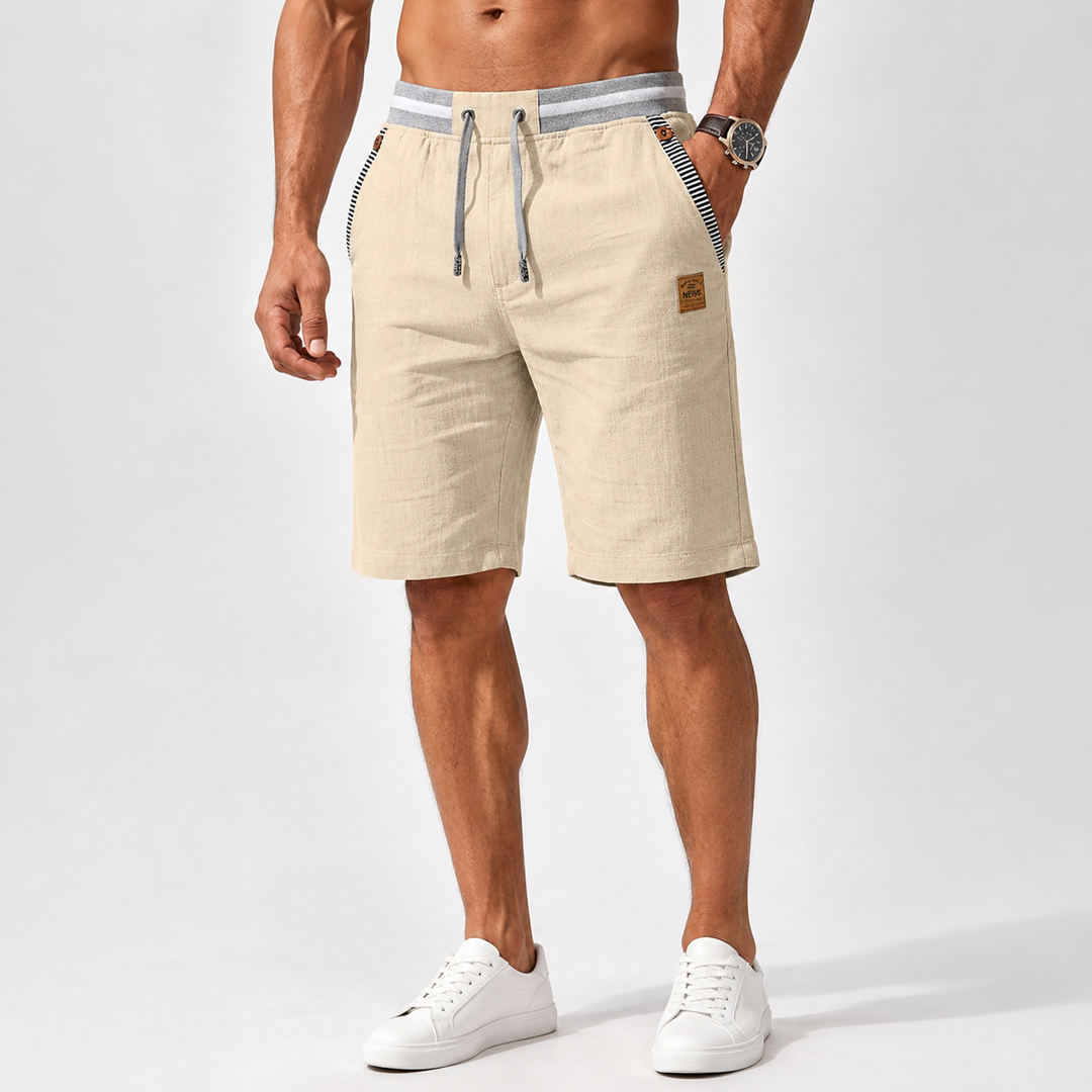 Montarello Men's Beach Shorts with Linen Look, Drawstring, and Pockets