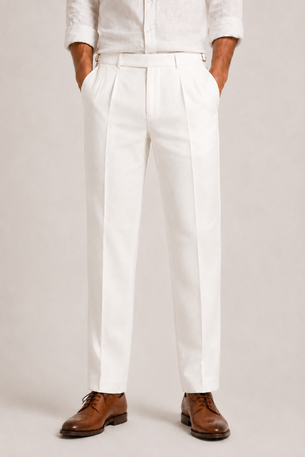 Men's Double Pleat Linen Pants