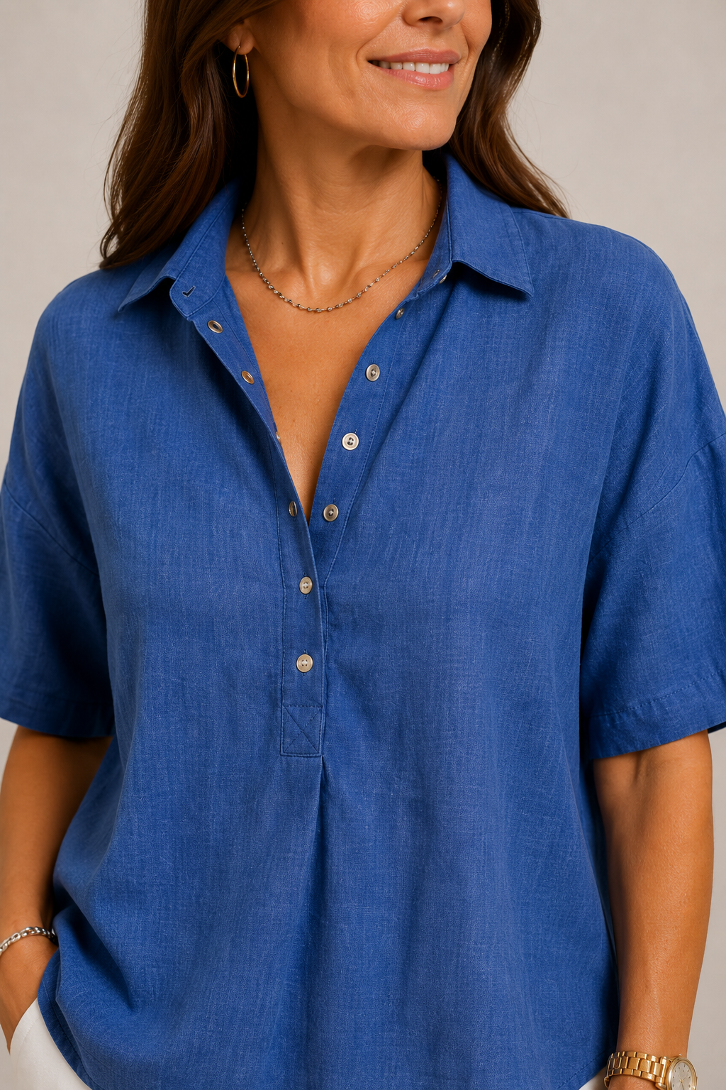 CHIC BLOUSE WITH COLLAR FOR WOMEN