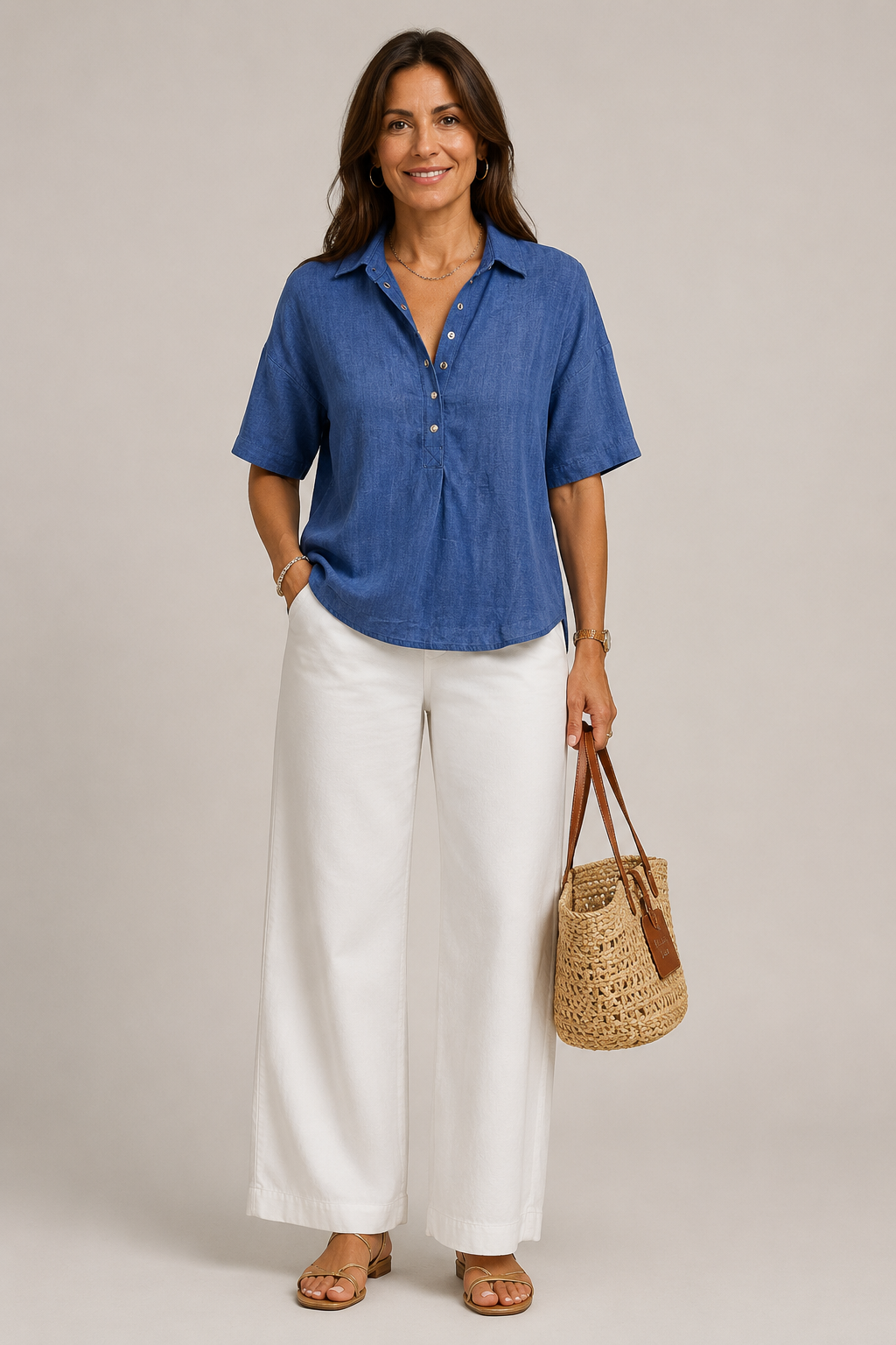 CHIC BLOUSE WITH V-NECK FOR WOMEN