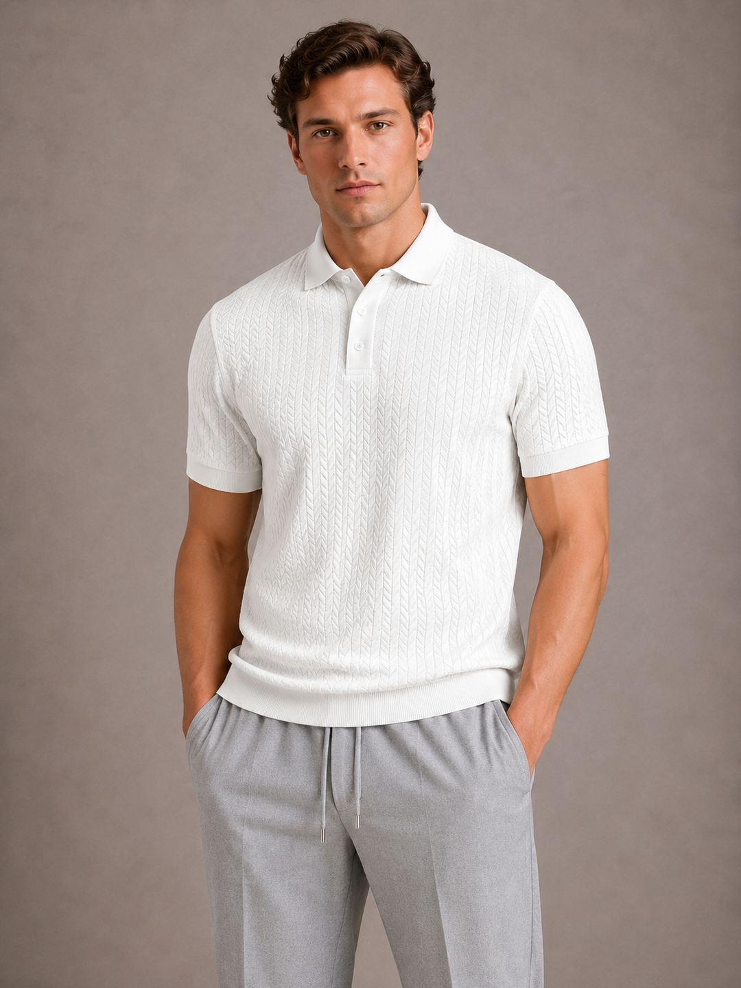 Textured Polo for Men - Elena Harper