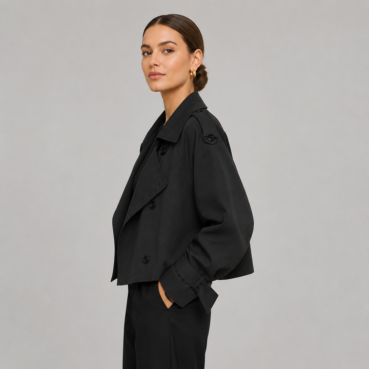 Montarello Women's Short Double-Breasted Trench Coat