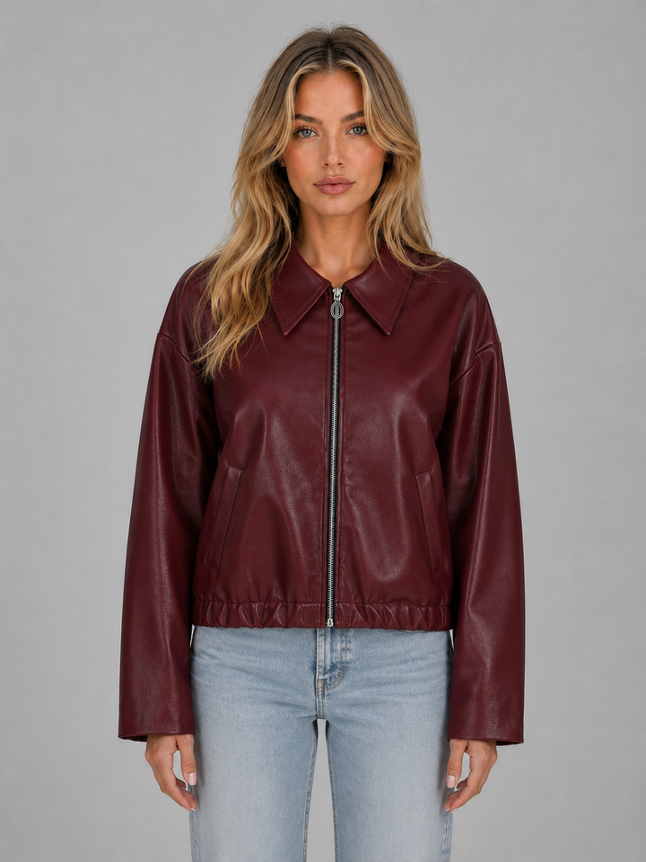 Short Zip Jacket for Women Montarello Leather Look