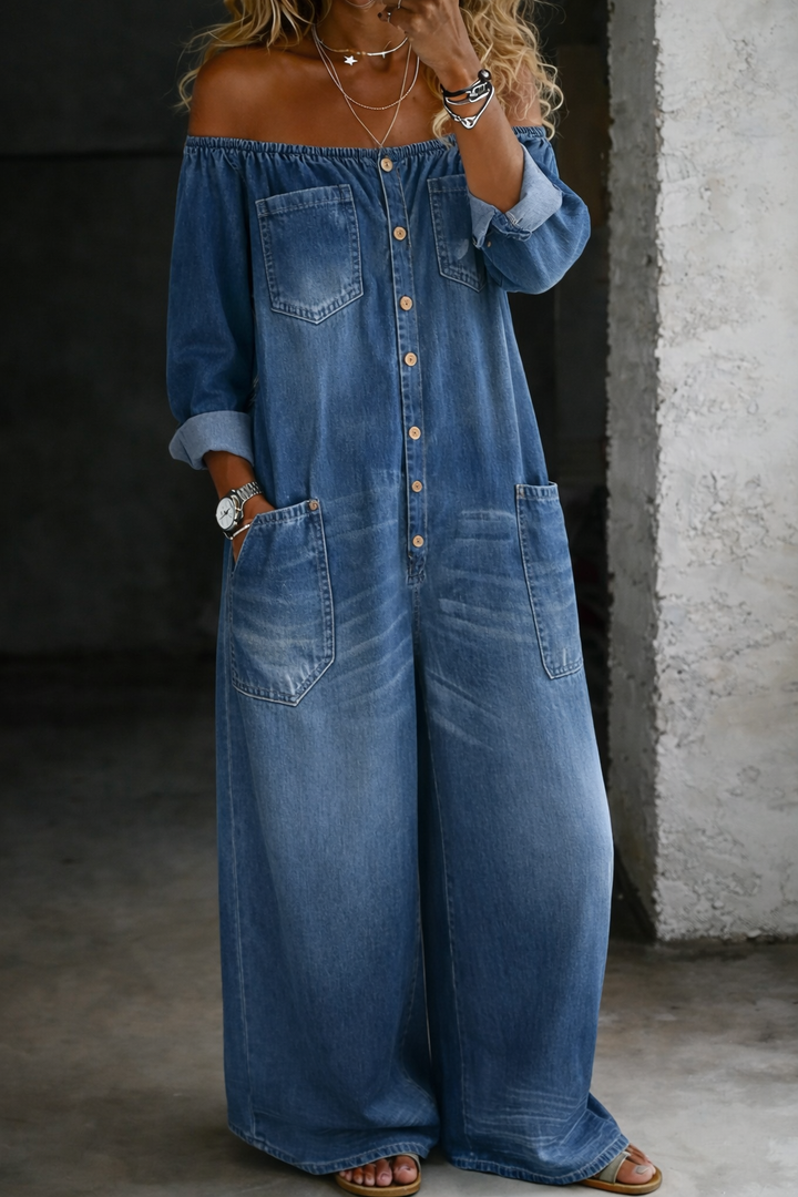 Elena | Jumpsuit with Off-the-Shoulder and Long Sleeves