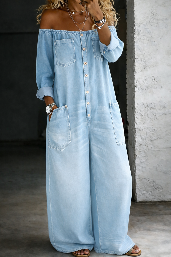 Elena | Jumpsuit with Off-the-Shoulder and Long Sleeves
