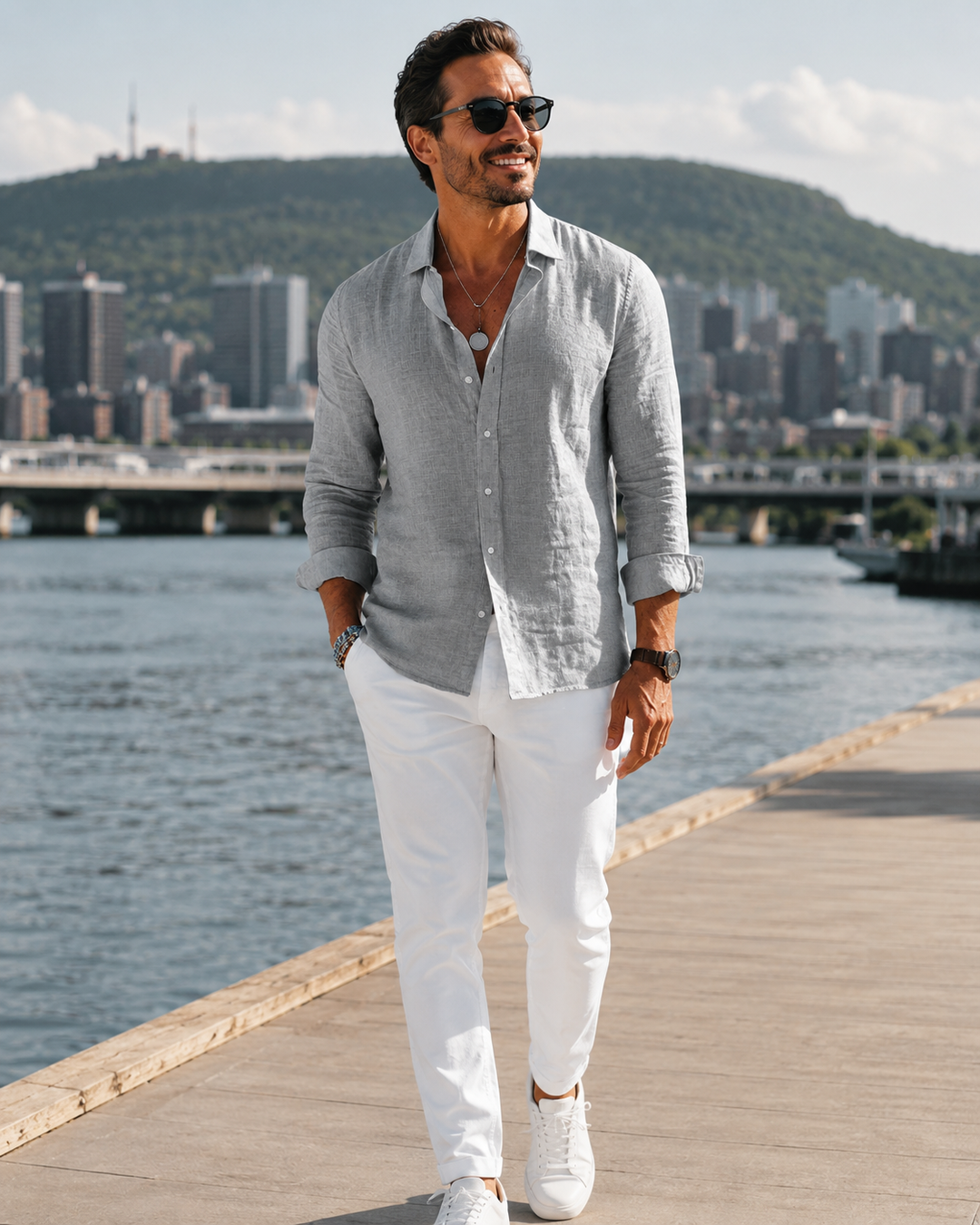 Lightweight Cotton-Polyester Shirt for Men for Summer