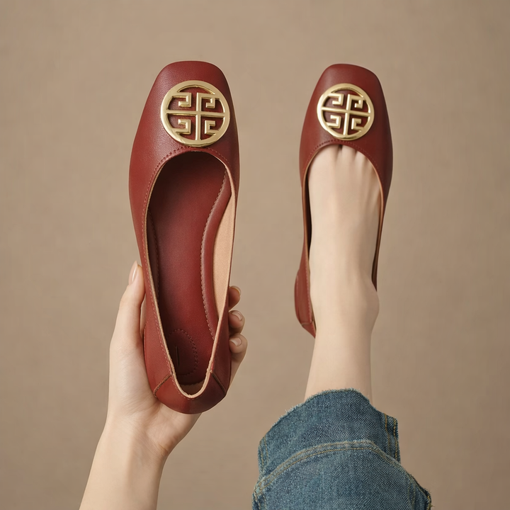 Breana Flat Leather Shoes, view 4 - Elena Harper