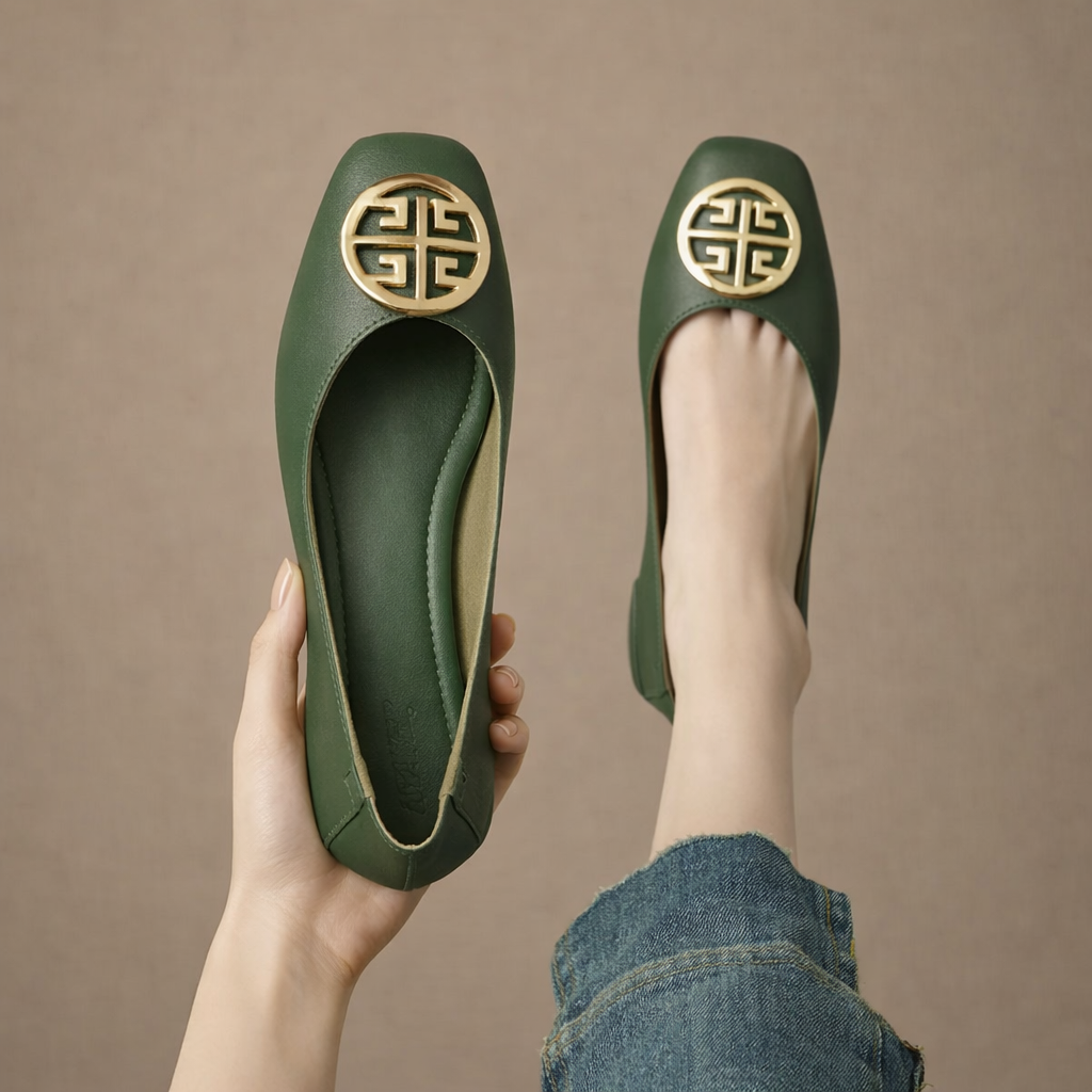 Breana Flat Leather Shoes, view 5 - Elena Harper