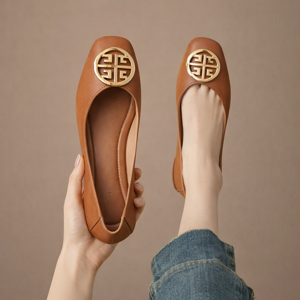 Breana Flat Leather Shoes - Elena Harper