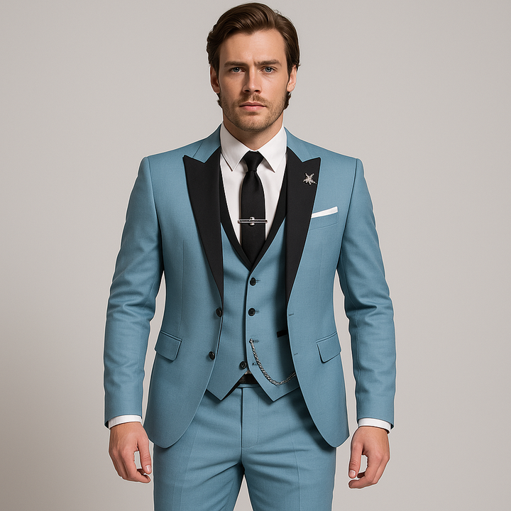 Harrington Oxford Men formal three-piece suit black peak lapels, view 7 - Elena Harper