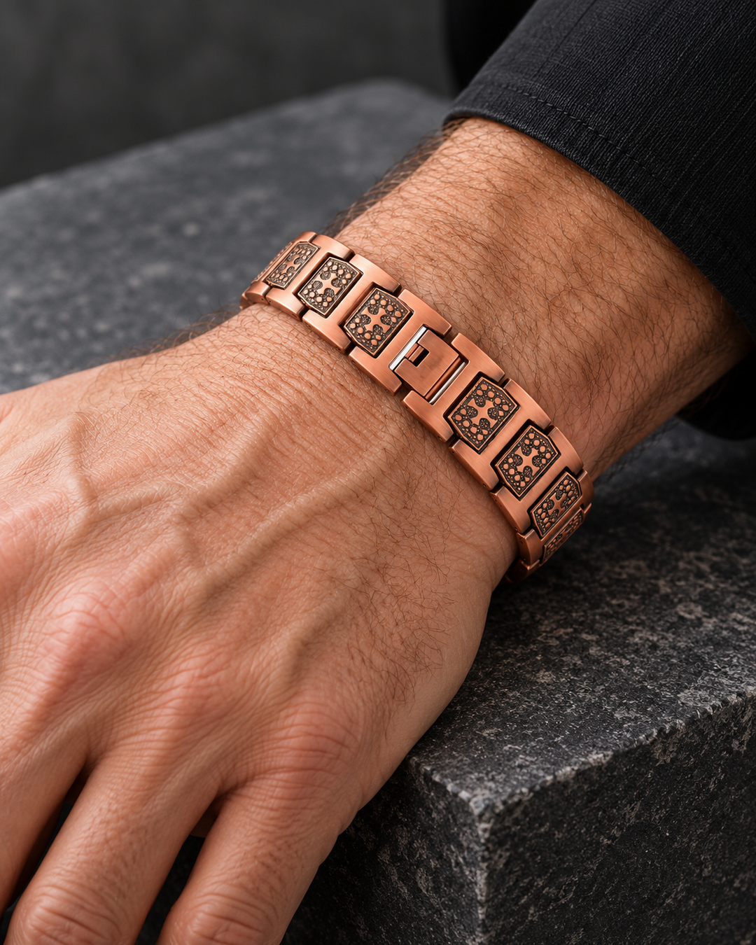 Wide Embossed Bracelet For Men