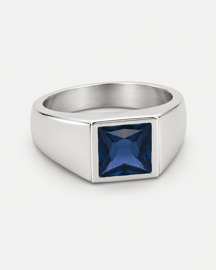 Sapphire Square Blue Zirconia Ring For Men