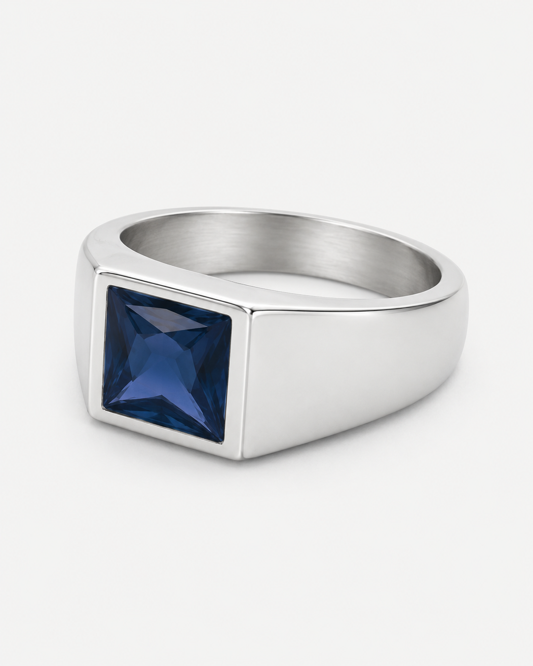 Sapphire Square Blue Zirconia Ring For Men