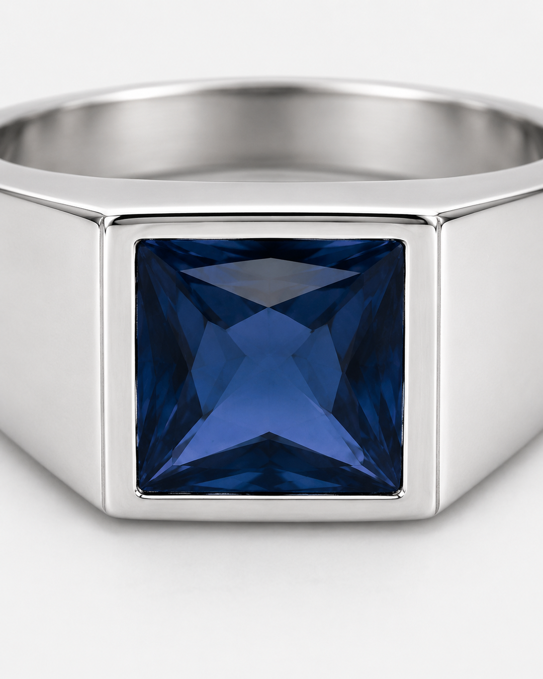Sapphire Square Blue Zirconia Ring For Men