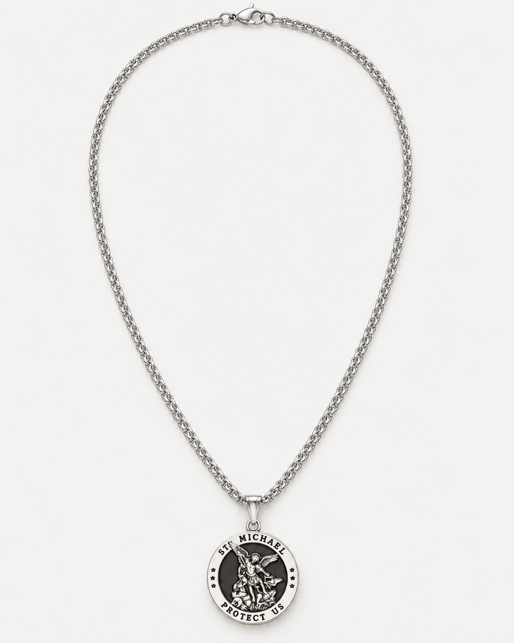 Saint Michael Archangel Medallion Necklace For Men