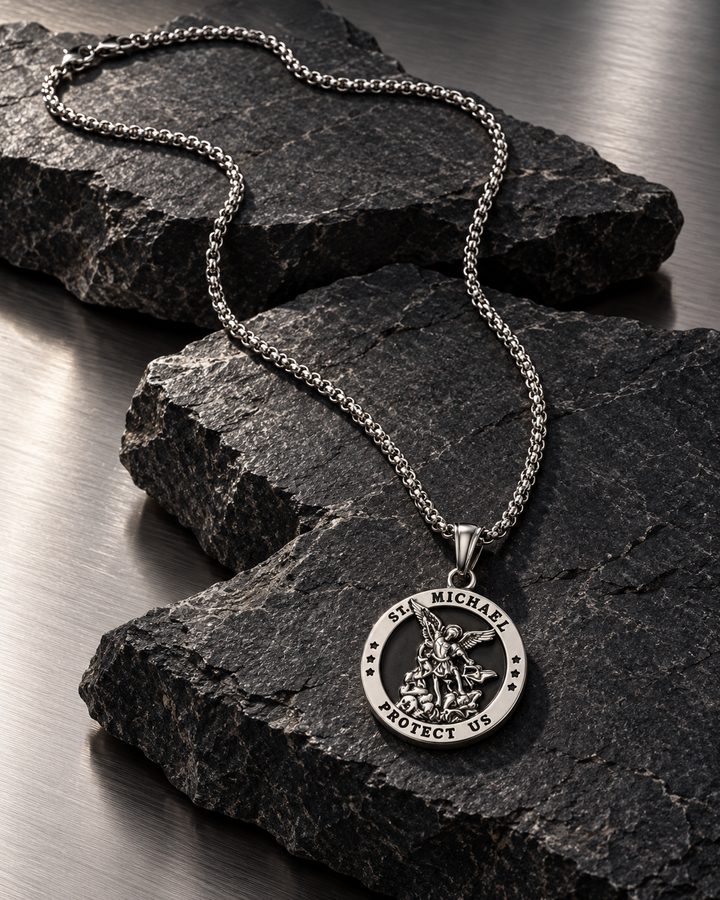 Saint Michael Archangel Medallion Necklace For Men