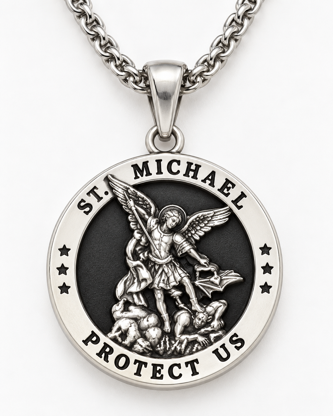 Saint Michael Archangel Medallion Necklace For Men
