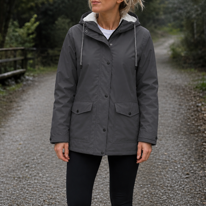 Cozynara Fleece-Lined Hooded Windproof Jacket - Elena Harper