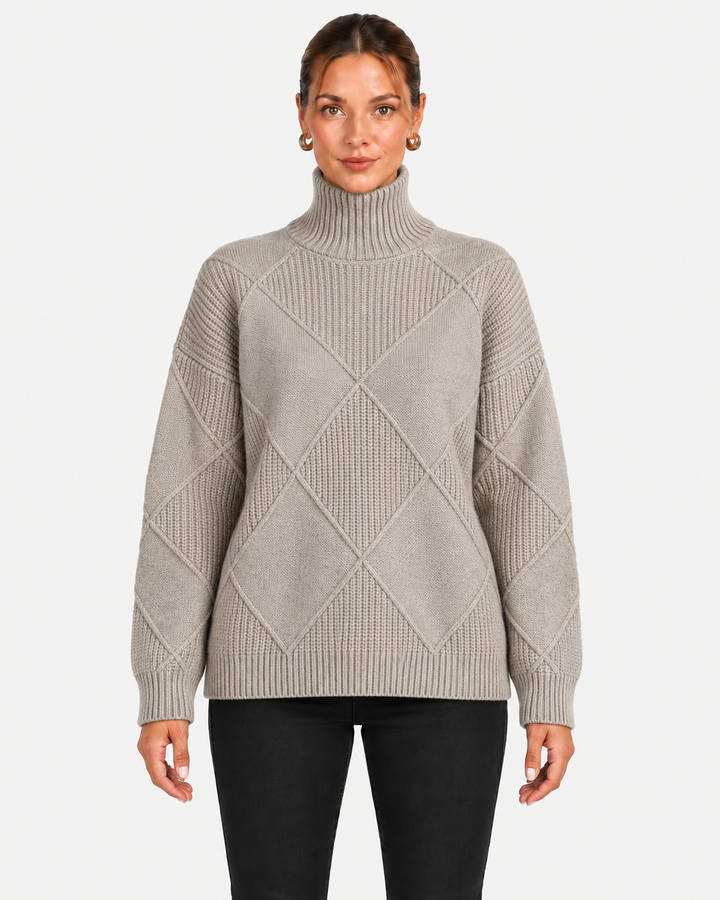 Textured Turtleneck Sweater for Women in Relaxed Fit - Elena Harper